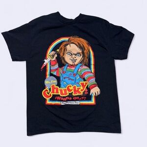 Vintage Chucky Horror Graphic Tee Black Medium